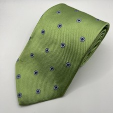 Brooks Brothers Silk Necktie Made In USA Green Blue Geometric Tie