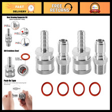 Stainless Steel Quick Disconnect Set 1/2" NPT Male  Barb Fittings for Brewing,