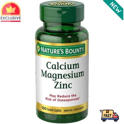 Calcium Magnesium & Zinc 1000mg 100 Caplets - Nature's Bounty Dietary Supplement
