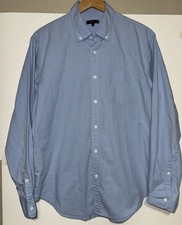 Quince Men Button Down Organic Cotton Stretch Poplin Dress Shirt Blue Large LS