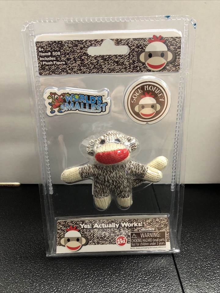 The world's smallest functional sock monkey — a retro novelty that's absurdly charming and actually works as a tiny plush.