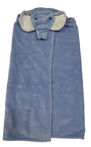 Pottery Barn Kids Hooded Bath Towel Blue Elephant 100% Cotton Baby/Toddler