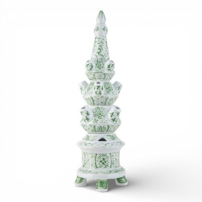 NEW CHINESE ORIENTAL green floral PORCELAIN TULIPIERE tulip FLOWER VASE 22.5''