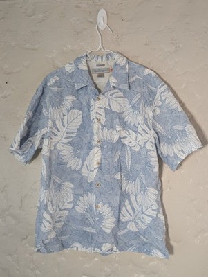 Quicksilver Edition Comfort Fit Men's Short Sleeve Shirt Blue/White Palms Size M