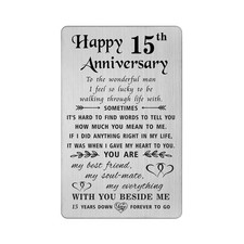 TANWIH Cadeaux de Mariage 15ème Anniversaire pour Homme, 15 Ans Large, Argent