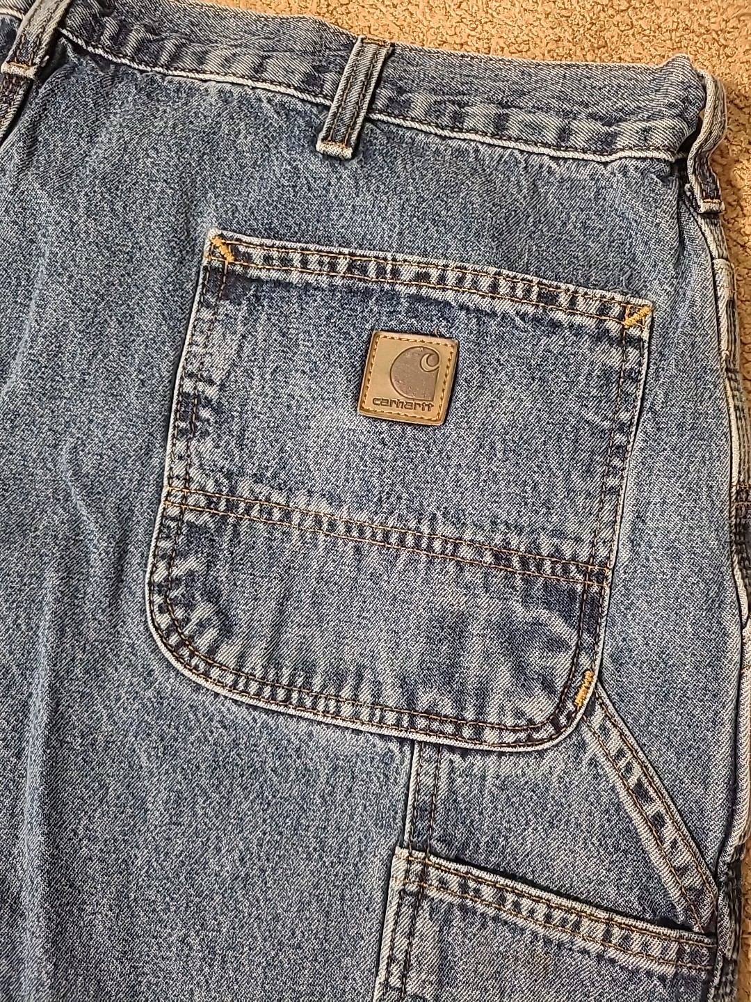 Carhartt B13DPS Jeans Mens 42x36 Original Dungaree Carpenter Cargo Logger Blue thumbnail 11