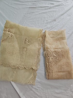 2Antique Table Cloth, Curtains & Small Table Runner To Repurpose cutter items