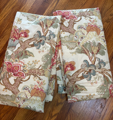 Pottery Barn Graciela Palampore Curtains Set 2 Panels 50x96 Linen Blend Lined