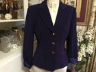 Women's Classy Tahari Arthur Levine ROYAL PURPLE Gold Button Blazer Jacket  4