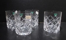 Vtg Orrefors Crystal Sweden Sofiero 4 Old Fashioned Tumblers Barware