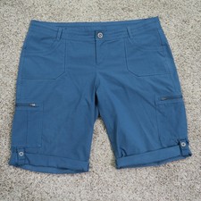 Kuhl Shorts Womens 16 Blue Horizn Hiking Cargo Roll Tab Outdoor Gorpcore Ripstop