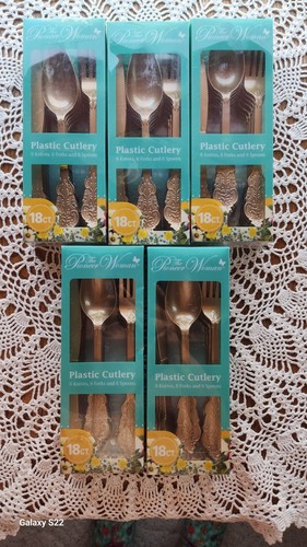 5 Brand New Pioneer Woman Packages Of Plastic Cutlery 18 Count In Each Package! - 第 1/6 張圖片