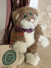 Boyds Bears KEATS 5743 Plush 5.5  Cat - Green Eyes, Burgundy Bow 1997 MWT  