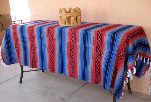 True Grit Falsa ONWT-Red/Blue Southwest Southwestern Serape Blanket Afghan - Picture 3 of 4