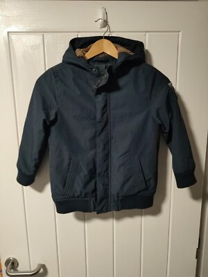 Boys Kids Fat Face Zip Up Jacket Coat Navy Blue Age Fleece Lined Hood  BG1 UK