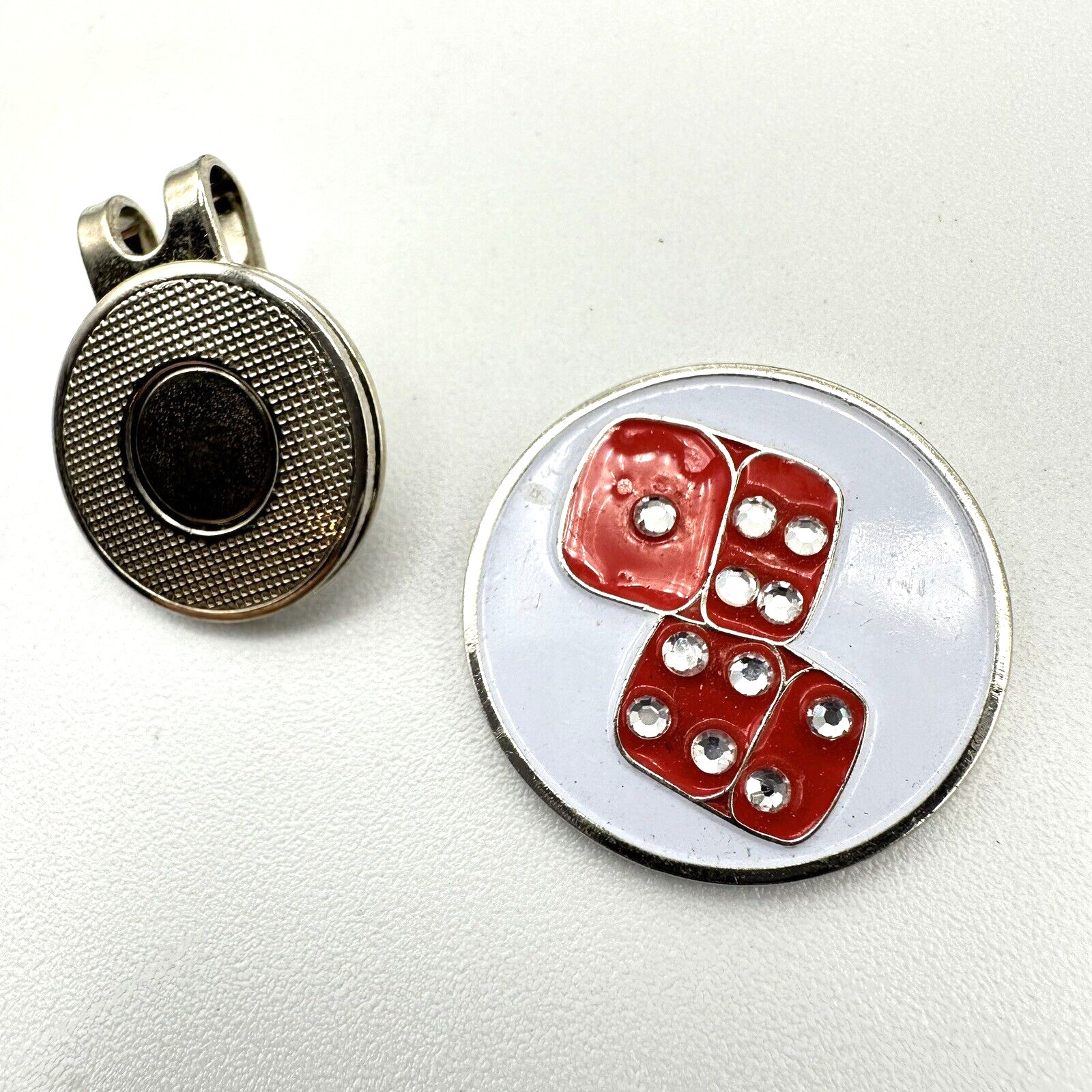 Bonjoc Dice Golf Ball Marker Magnetic Hat Clip Enhanced with Swarovski Crystals