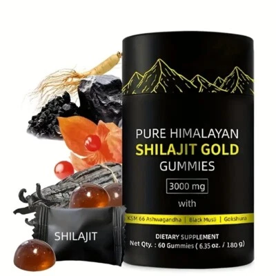 Himalayan Shilajit GOLD Gummies 3000 mg Fulvic Acid for Energy Boost Immune Men