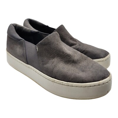 Vince Shoes Womens 7 Warren Gray White Suede Preppy Platform Sneakers Hippie 