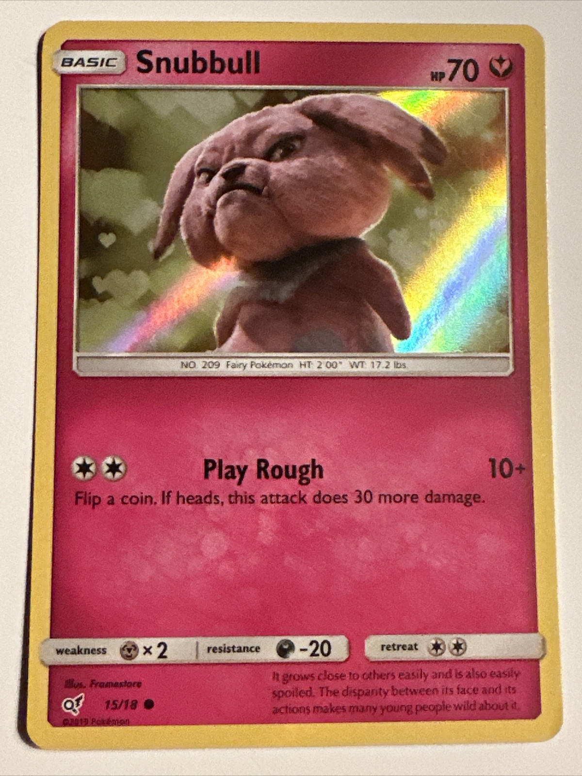 Pokemon Detective Pikachu Snubbull 15/18 Common Holo LP-nm