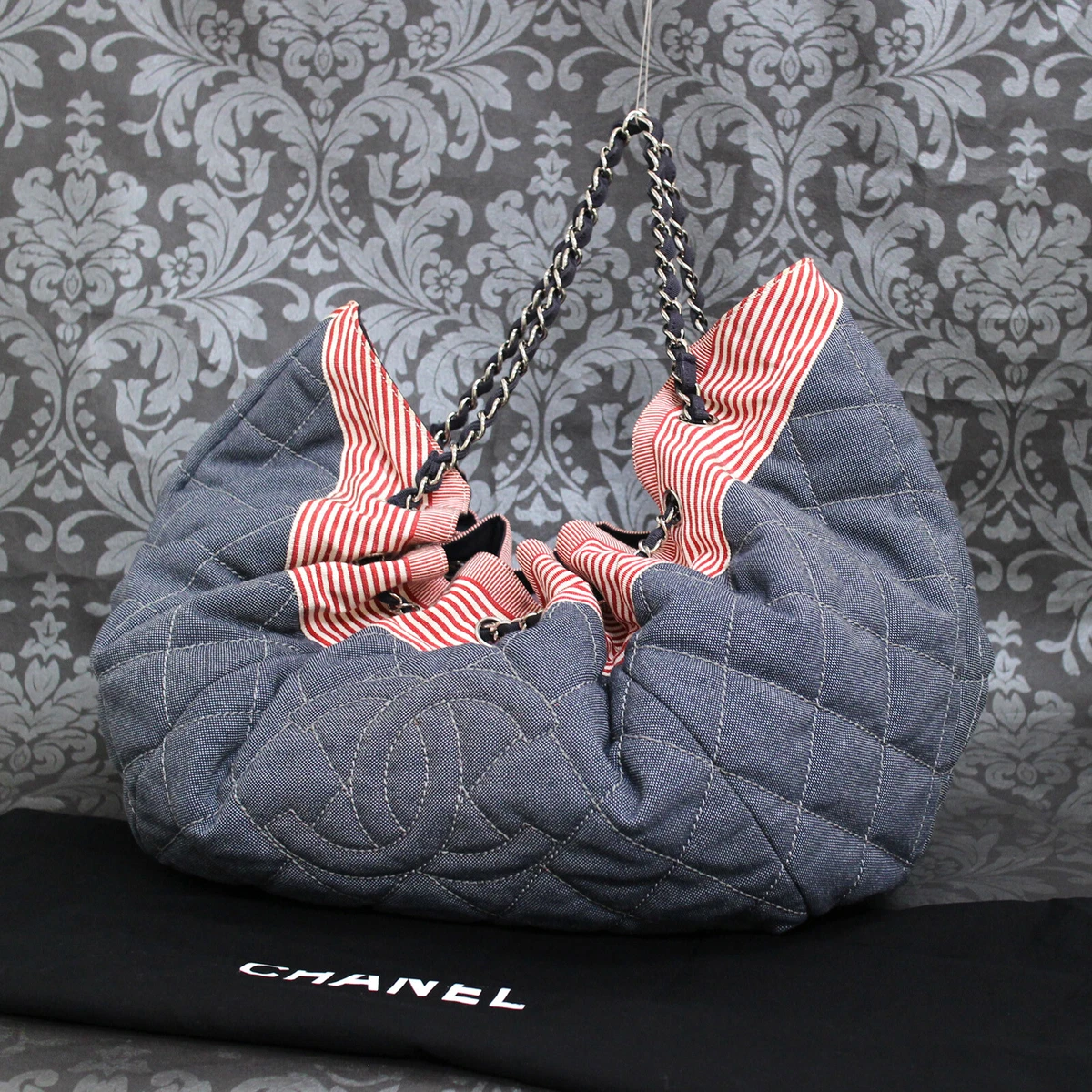 Chanel Pearl Chain Drawstring Bag