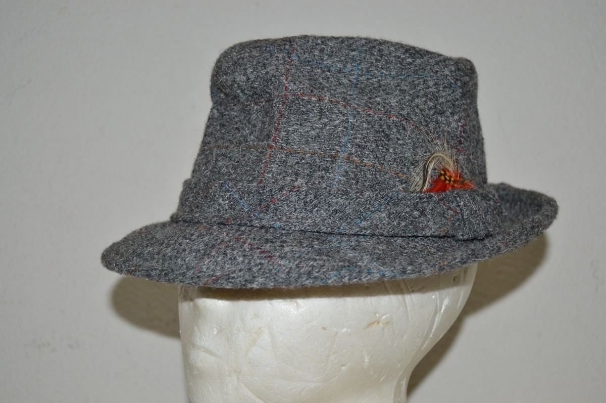 RARE Vintage Brooks Woolen Grey Tweed 6 7/8 Bucket Fedora  display picture 2