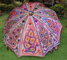 Indian Garden Umbrella   Peacock Art Mandala Bohemian Patio Decor Exclusive