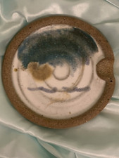 AshTray.  Pottery.  Thrown.  4.75".  Bisque + Satin Glaze.  Hand Painted.  WR
