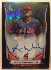 LeVon Washington 2014 Bowman Chrome Prospect BUBBLES Refractor on-card Auto /99