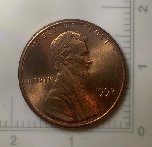 1992 P Lincoln Cent Coin Die Crack Below FG & Reverse Rim Error