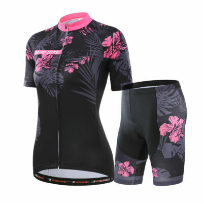 Damen Kurzarm Atmungsaktiv Cycling Jersey Fahrradtrikot Radhosen Shorts