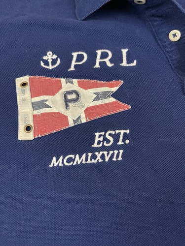 Polo Ralph Lauren Polo Shirt Mens Size Large Blue PRL MCMLXVII Patch 5 Logo - Picture 3 of 15