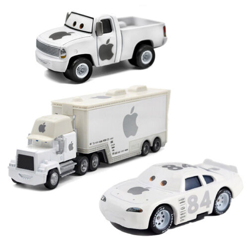 Paquete de 3 modelos de autos McQueen Disney Pixar Cars No. 84 blancos Apple camioneta y camioneta y auto - Imagen 1 de 15