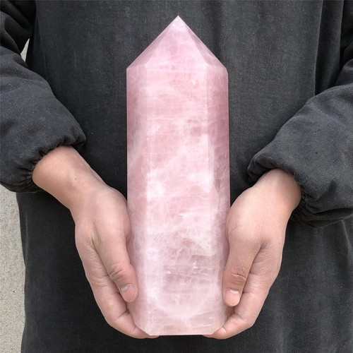 9.46LB Natural Rose Quartz Crystal Obelisk Wand Point Cystal Reiki Tower Heal - Picture 5 of 16