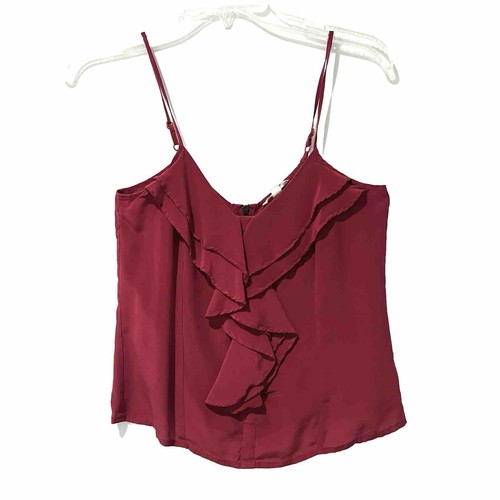 Silence + Noise Size S 100% Silk Camisole Tank Top Pure Red Strappy Back Zip - Picture 1 of 9