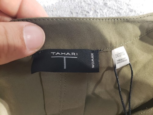 Tahari Shirt Damen Plus 2X Army Grün Flatterärmel Bluse Stretch V-Ausschnitt - Bild 7 von 11