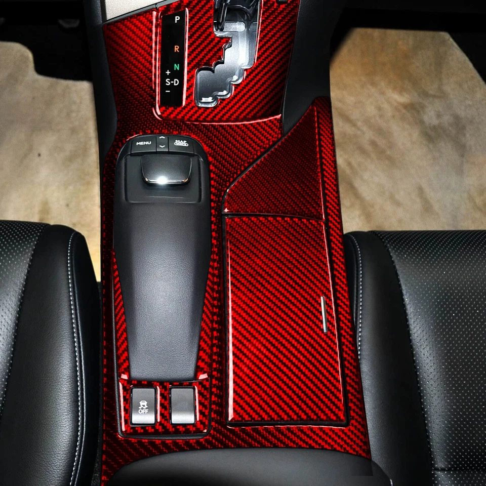 8 peças tampa de painel de câmbio de marchas de fibra de carbono vermelha para Lexus RX RX350 RX450h 2010-2015 - Imagem 3 de 4