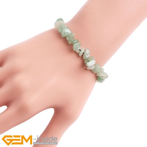 Natural Gemstone Beaded Freeform Chip Gravel Beads Bracelet 7.5'' Jewellery Gift - Foto 81 di 121