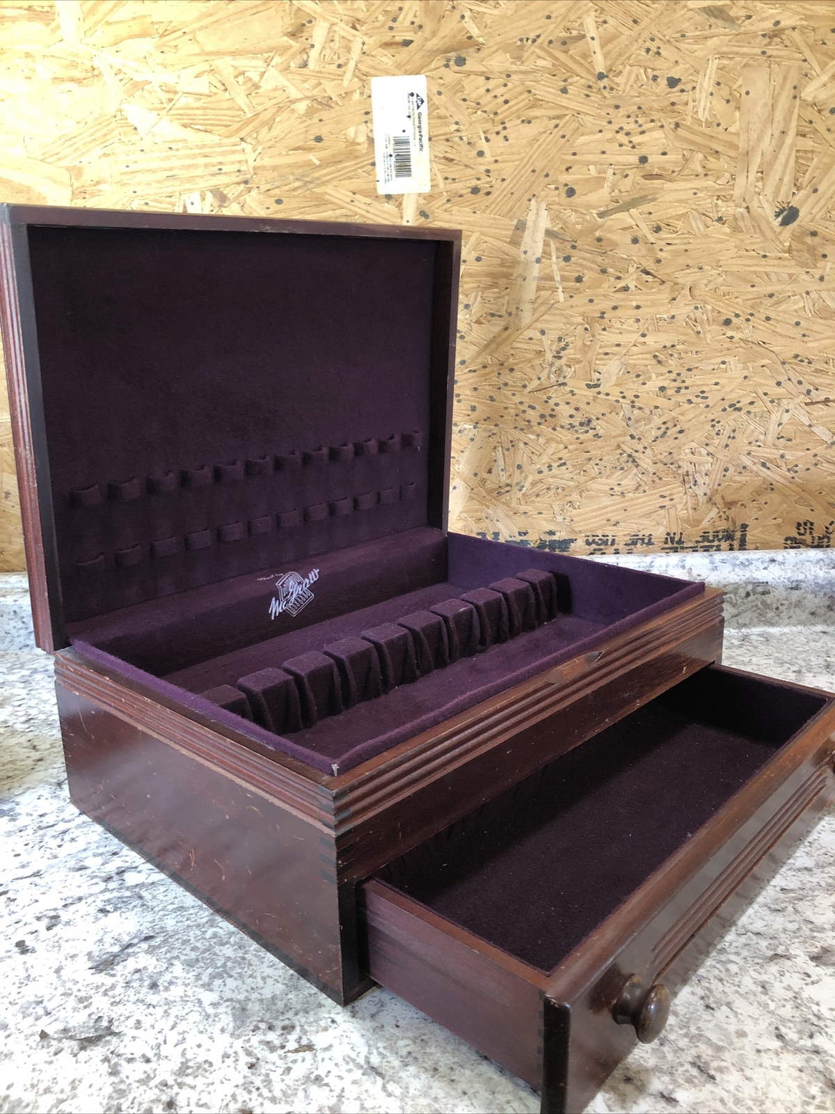 16"x11.5"x6" McGraw Silverware Chest Box Wood TwoDrawers eBay
