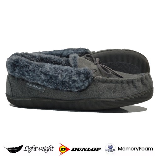 LADIES DUNLOP MEMORY FOAM SHEEPSKIN SLIPPERS WINTER WARM COMFORT MOCCASIN SHOES - Picture 17 of 29