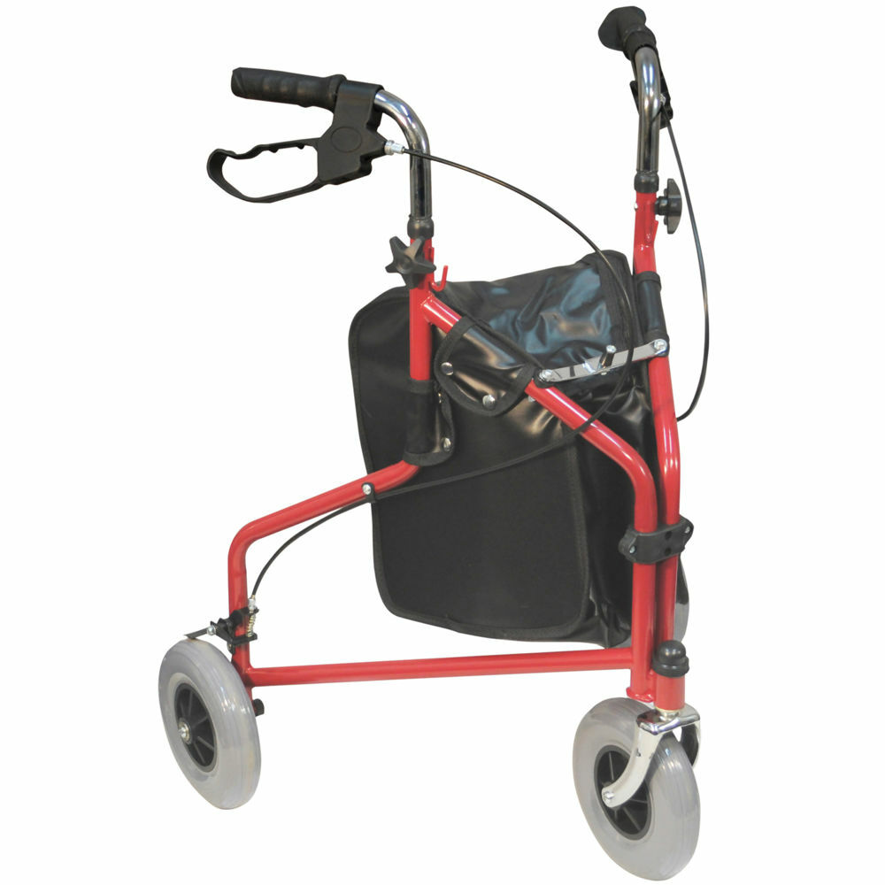 Aidapt Three Wheeled Steel Walker With Bag Red VP174RS eBay