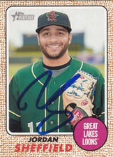 JORDAN SHEFFIELD GREAT LAKES LOONS SIGNED 2017 BASEBALL CARD LOS ANGELES DODGERS