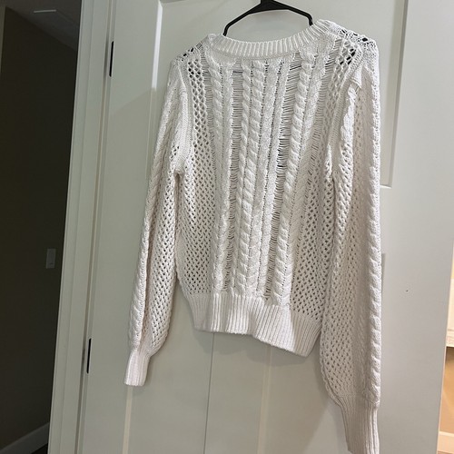 360 Sweater White Cable Knit Chunky Porter Open Stitch Women’s Size XS New - Picture 6 of 12
