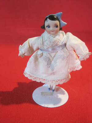 Artisan made Googly Eyed porcelain girl doll, dollhouse size 1:12 scale