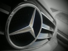 Cars black and white badges mercedes Desk Mat Stitched