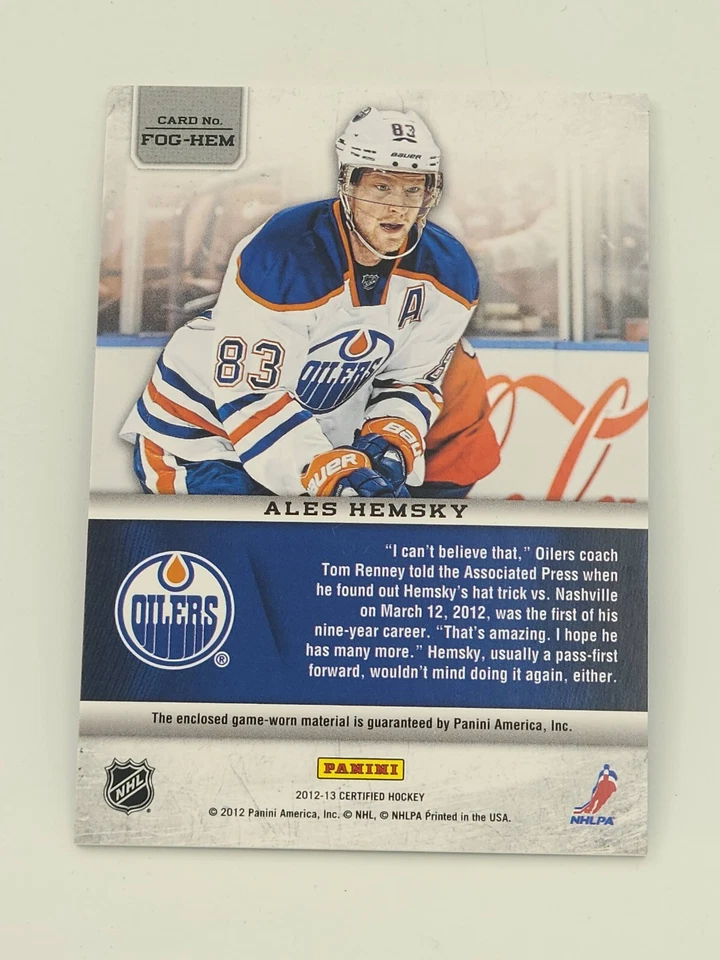 2012-13 Certified Fabric of the Game Mirror Red Team Die-Cut /150 Ales Hemsky - Image 2 of 2