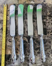 😜LOT OF 4 VTG ART KRUPP BERNDOLF BAROQUE STYLE SILVERPLATED OLD FRENCH KNIVES 
