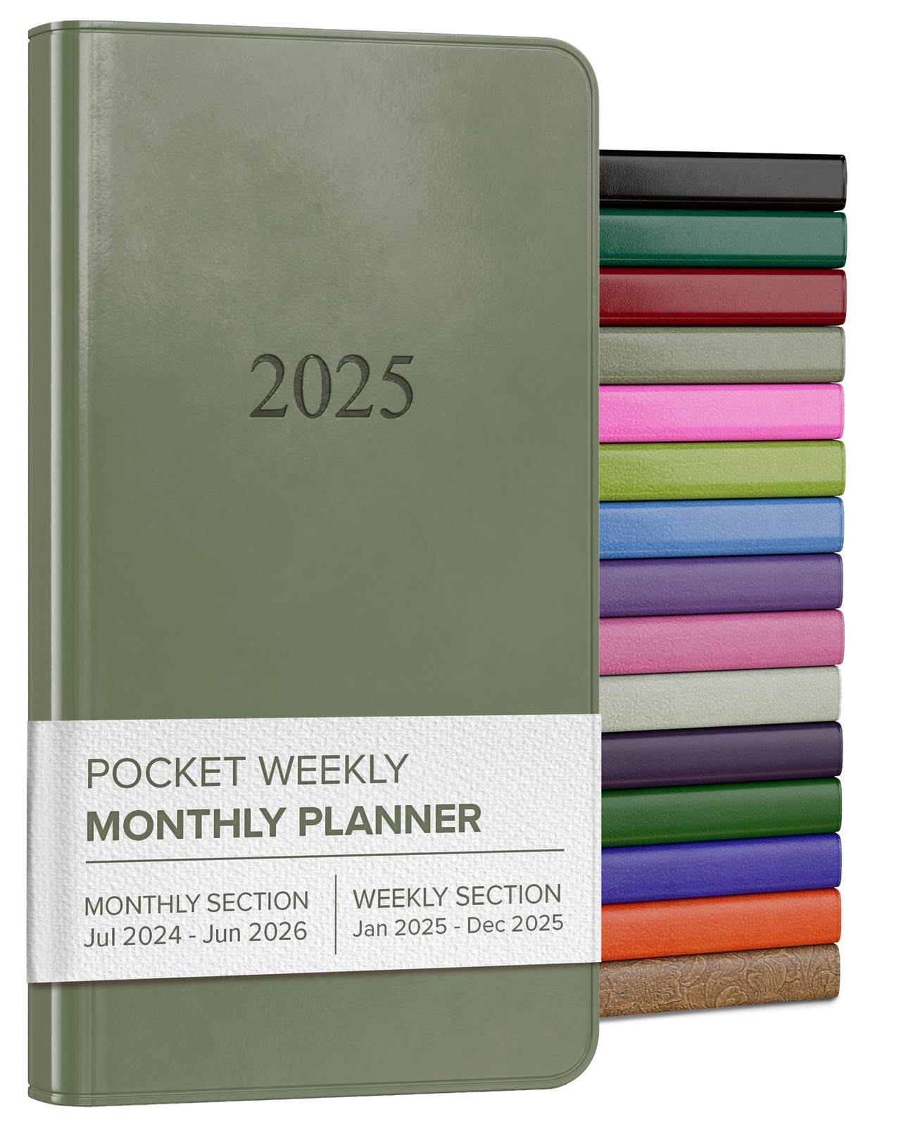 Gallery Leather Pocket Weekly Monthly Planner 2025 Elegantly Bound Calendar P...