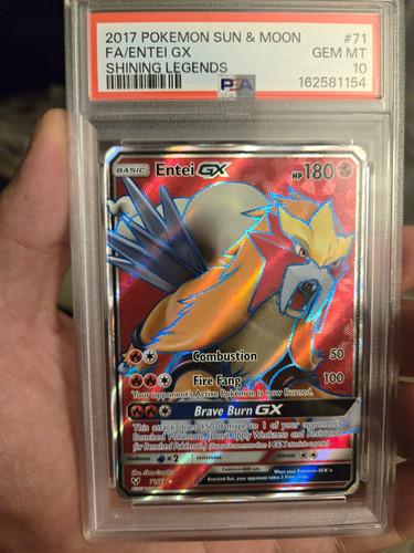 Entei GX Full Art PSA 10 Shining Legends Holo Ultra Rare 2017 #71/73 LOW POP!!!