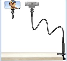 Flexible Gooseneck Webcam Mount Stand for Desk with Phone Holder, Compatible wit