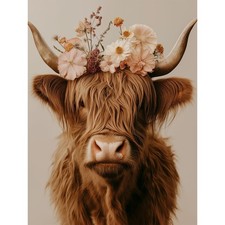 Highland Cow Diamond Art Kit for Adults Beginners 12 x 16 Inch
